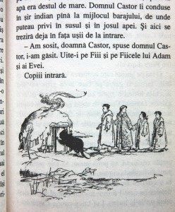 Copiii intră în casa castorilor. (clic ca să vedeţi pagina mai mare; foto @ )