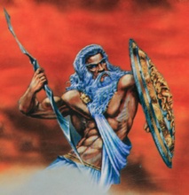 Ilustraţia de pe coperta 4, prezentându-l pe Zeus.