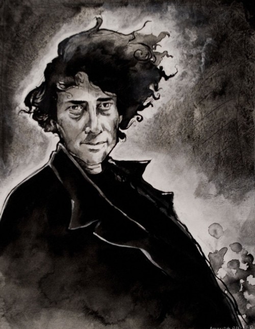 Neil Gaiman desenat de © Mizzy Chan, pe DeviantArt